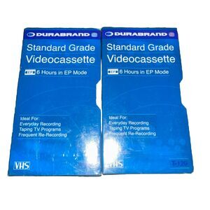 SEALED NEW Lot of 2 Durabrand T-120 Blank Recordable VHS Tapes 6 Hour Std Grade